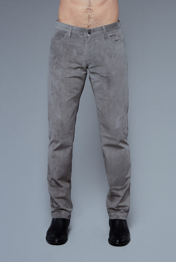 SAMPLE SALE - STONE GREY SUEDE PANTS (Size M)